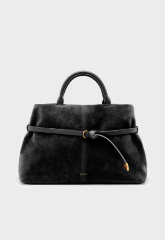 Borsa Melissa a mano e tracolla effetto scamosciato – Nero - Nero