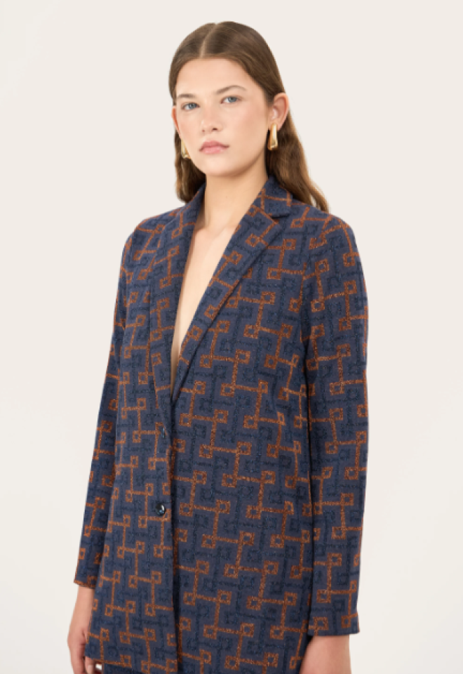 Giacca Caraibi Geomac Multi Blu – Jacquard elegante con fodera in lurex | Made in Italy -  S