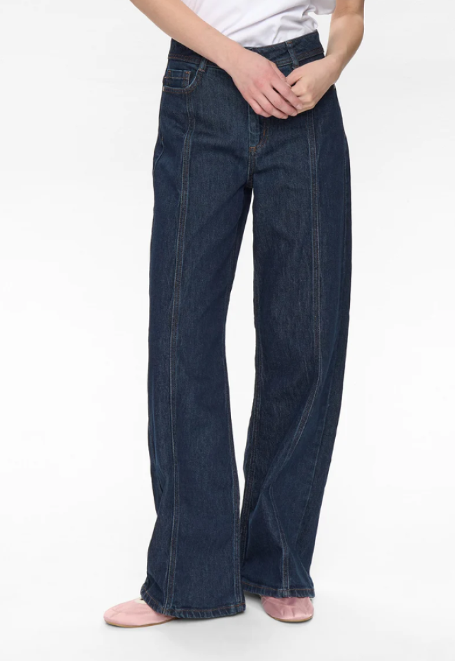 Jeans dritti vita alta in denim blu scuro – Nümph -  38