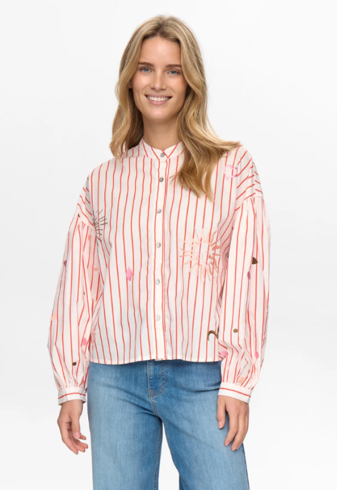 Camicia a righe Numph con ricami -  S