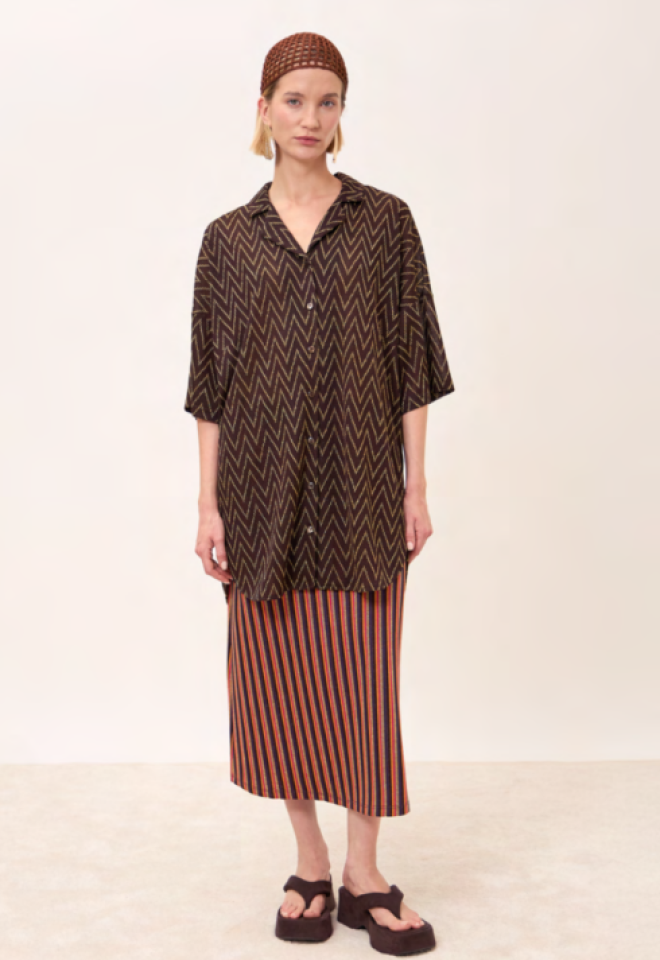 Abito zig zag oro  - Marrone -  XS/S