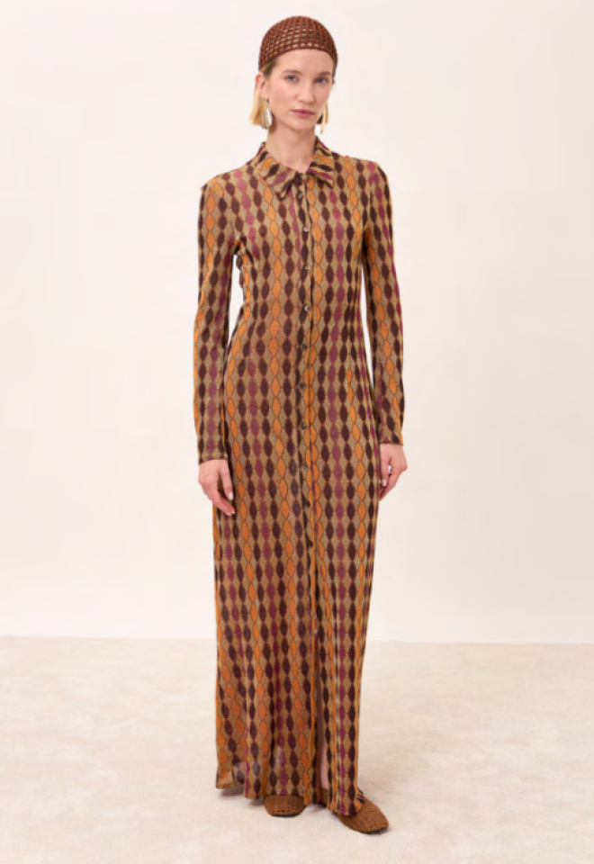 Abito chemisier lungo jacquard – fantasia geometrica | LUCE -  S