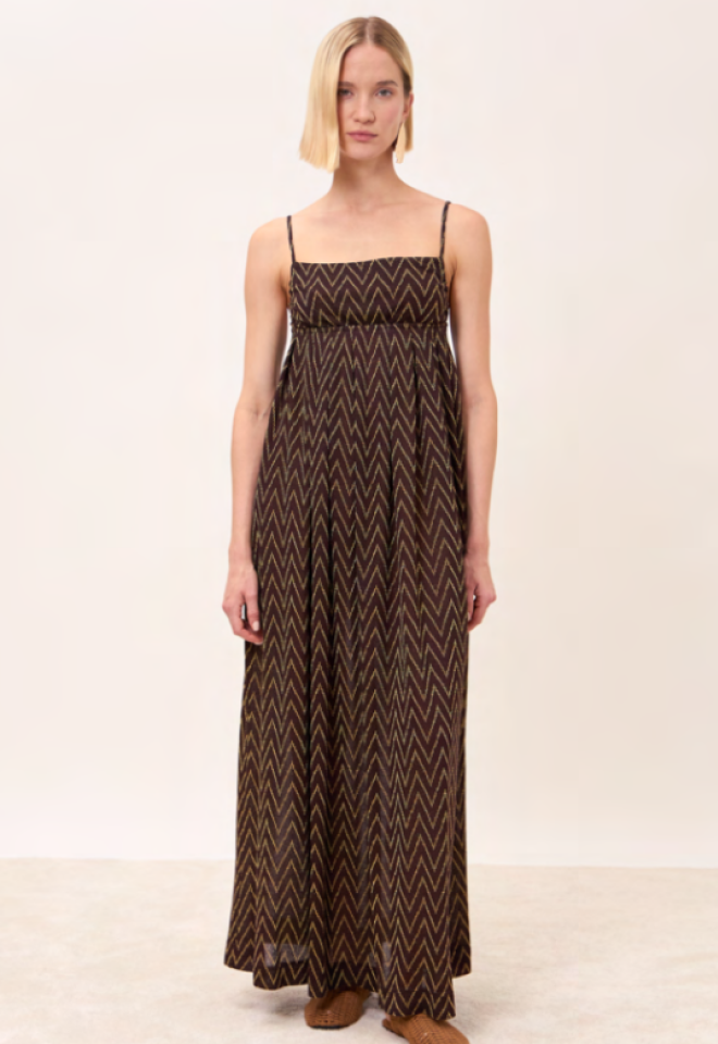 Abito lungo jacquard lurex – Luce - Marrone -  S