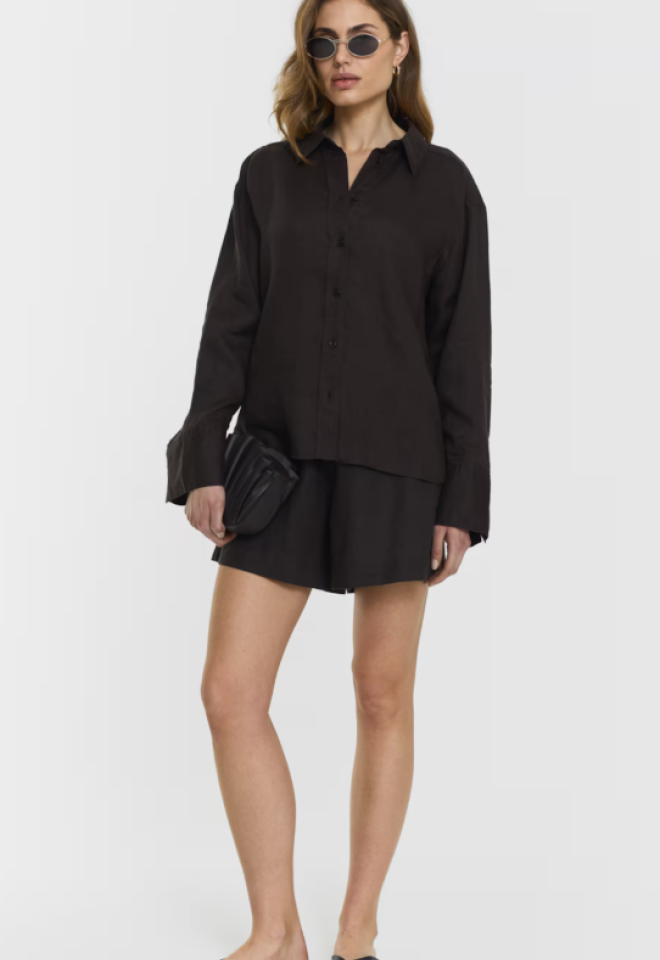 Melody Linen Shorts – Coffee -  38