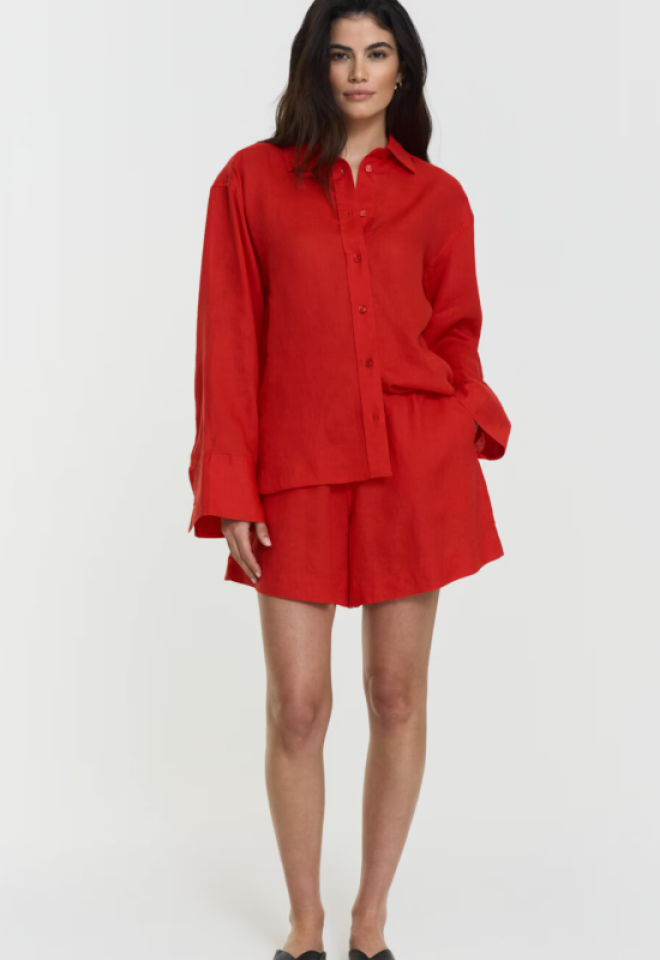 Melody Linen Shorts – Red -  38