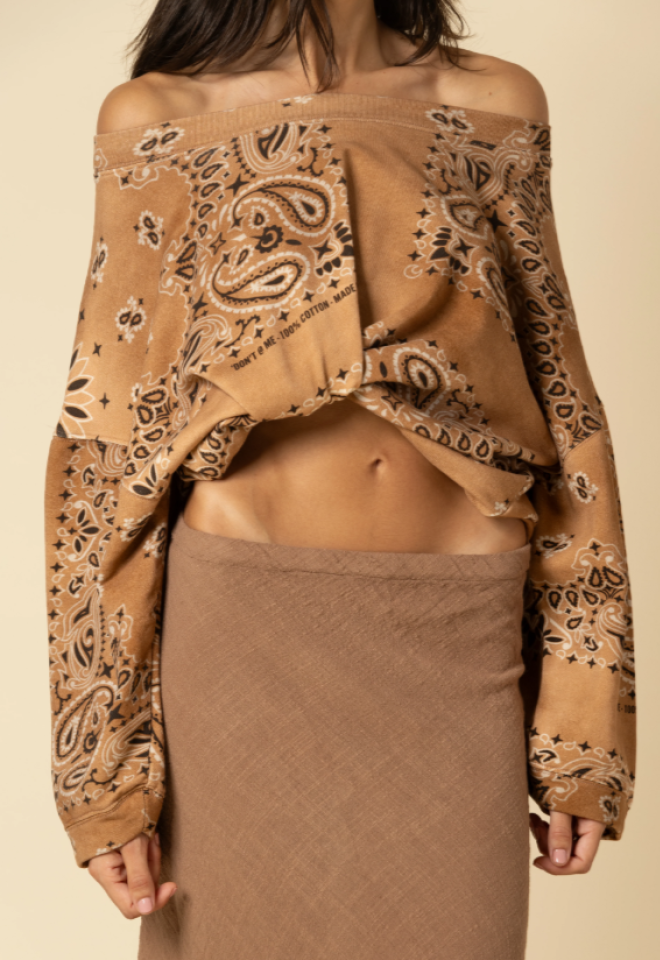 Felpa Oversize Bandana Desert in Cotone – Scollo Tondo -  taglia unica