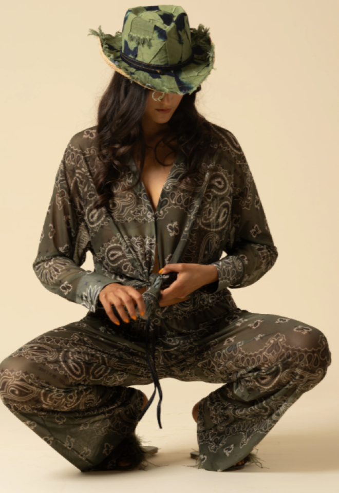 Maxi Camicia Oversize Mesh Bandana Army – Made in Italy -  XS/S