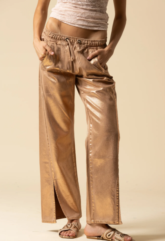Jeans Laminato Bronzo con Spacchi -  XS/S