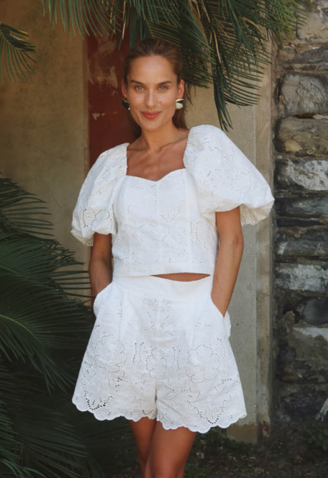 Shorts in sangallo vita alta con ricamo – Twist & Tango -  38