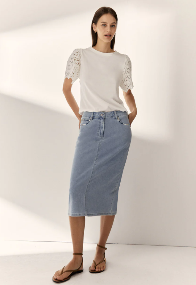 Gonna Midi In Denim Leggero -  46