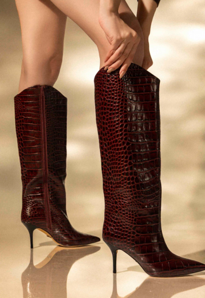 Stivale al Ginocchio in pelle Bordeaux -  37
