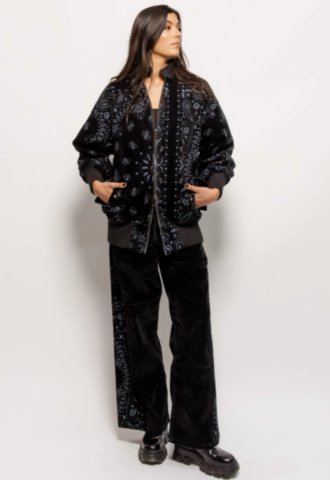 Bomber Oversize Floccato in Velluto Fantasia Bandana DONT@ME -  XS/S