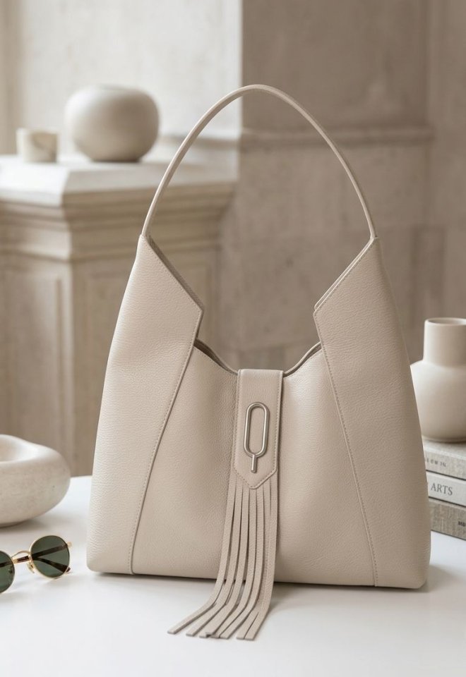 Borsa Tote Quarzovivo – Pelle Bottolata Crema Panna