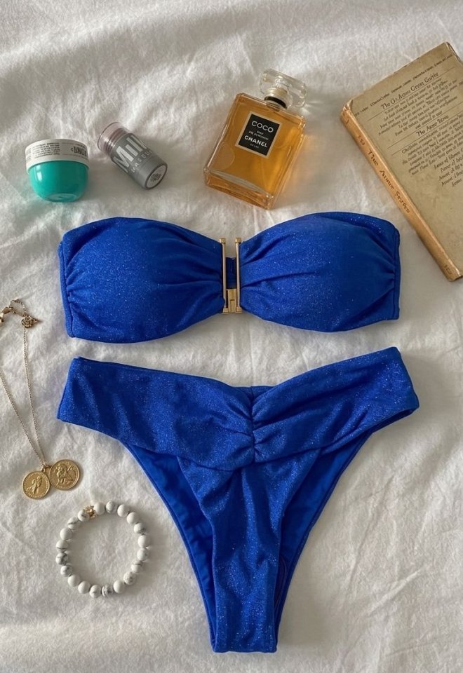 Lady Bikini Lurex Blu Elettrico -  S