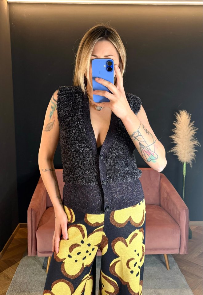 Gilet Lurex & Bouclé Blu – Chiara Bertani -  S