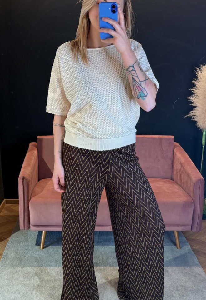 Pantalone Paloma Zigzag Lurex Marrone – Luce Studio -  S