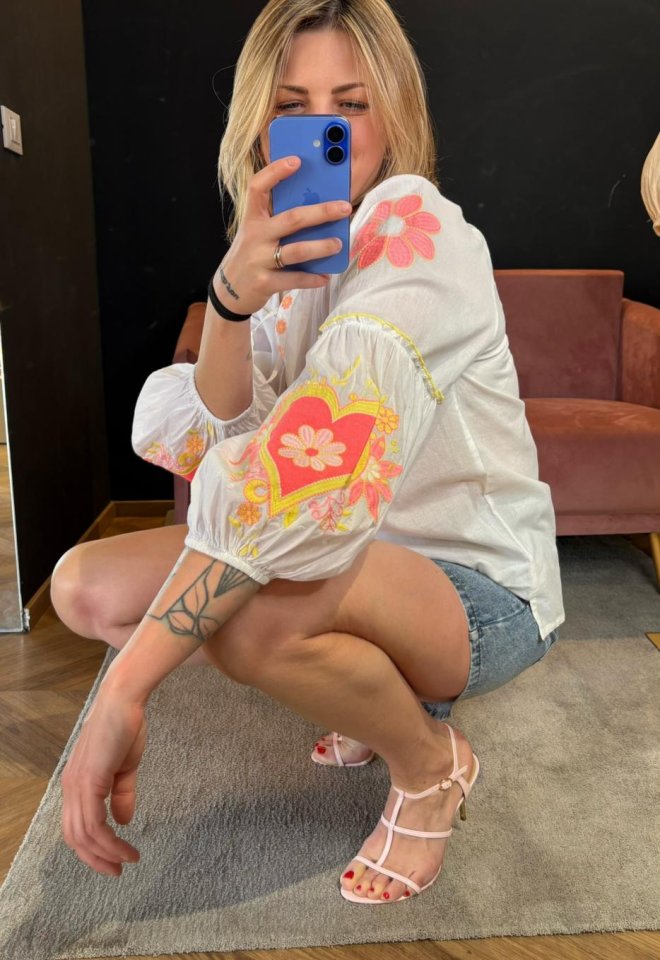 Blusa Phil Ricamata Cuore – Tartaruga -  S