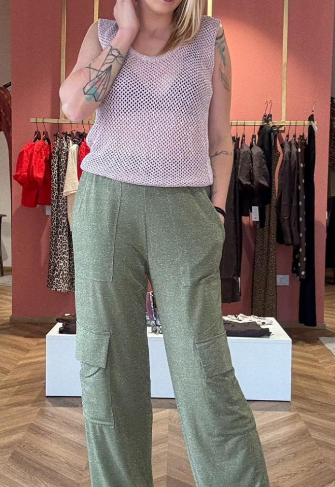 Pantalone Cargo Lurex Verde “Liam” – Be Limousine -  S