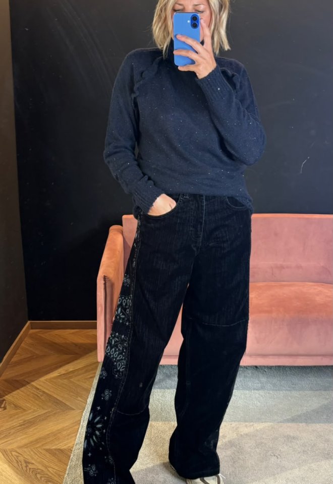 Pantalone Wide Leg in Cotone Floccato con Stampa Bandana – Don't @me -  S