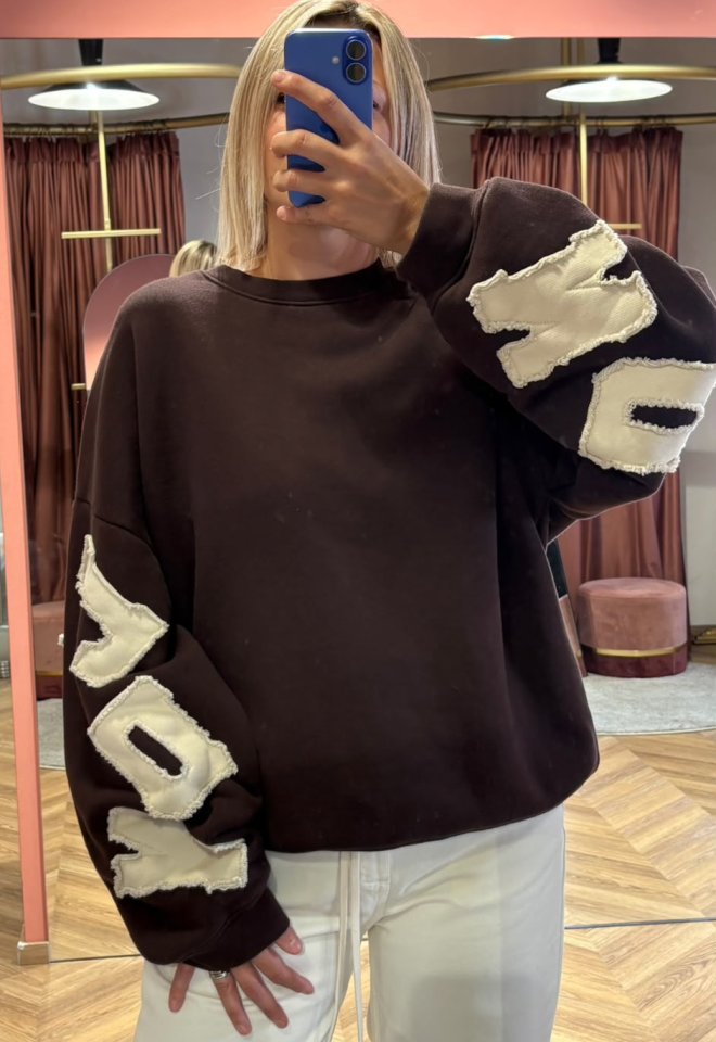 Felpa Girocollo Oversize in 100% Cotone con Patch Applicate a Mano – DONT@ME -  taglia unica