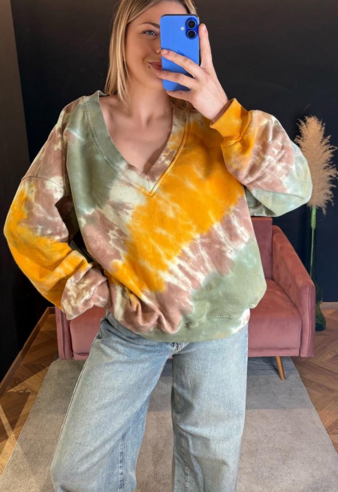 Felpa Oversize Tie Dye Army -  taglia unica