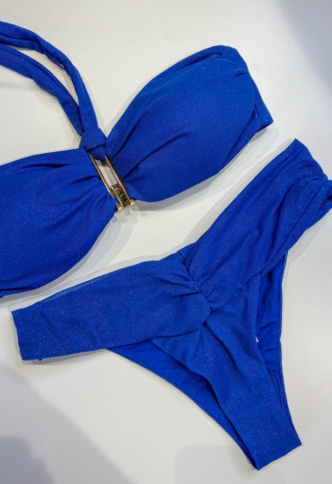Lady Bikini Lurex Blu Elettrico -  S