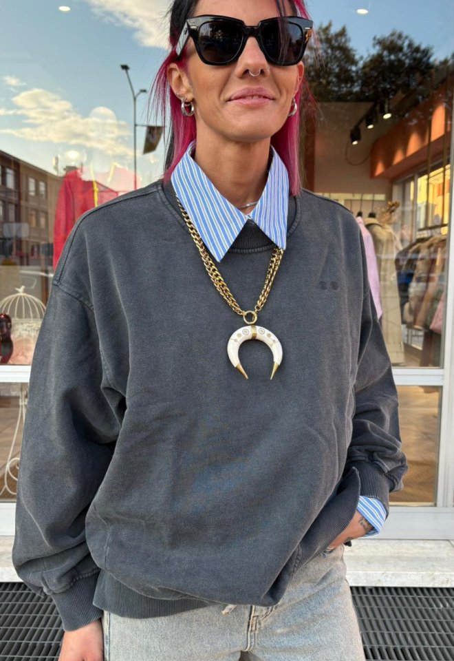 Felpa Oversize Grigio Vintage – Nümph -  S