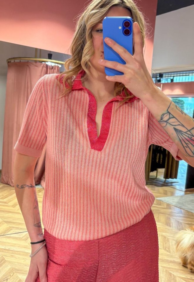 Polo in maglia rigata con lurex – Chiara Bertani -  S