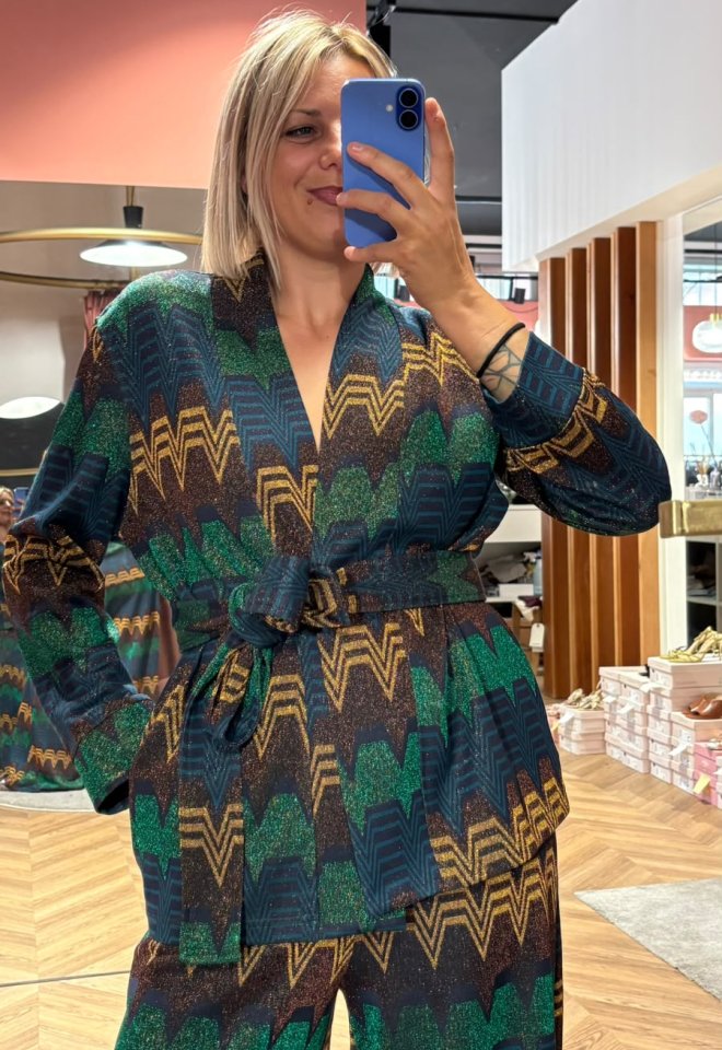 Kimono Cardigan Marylin Fantasia Trapezio Multi Blu – Luce Studio -  S