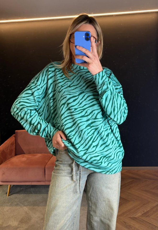 Maglia zebra zaffiro jacquard – Melodie di Luce Studio -  S