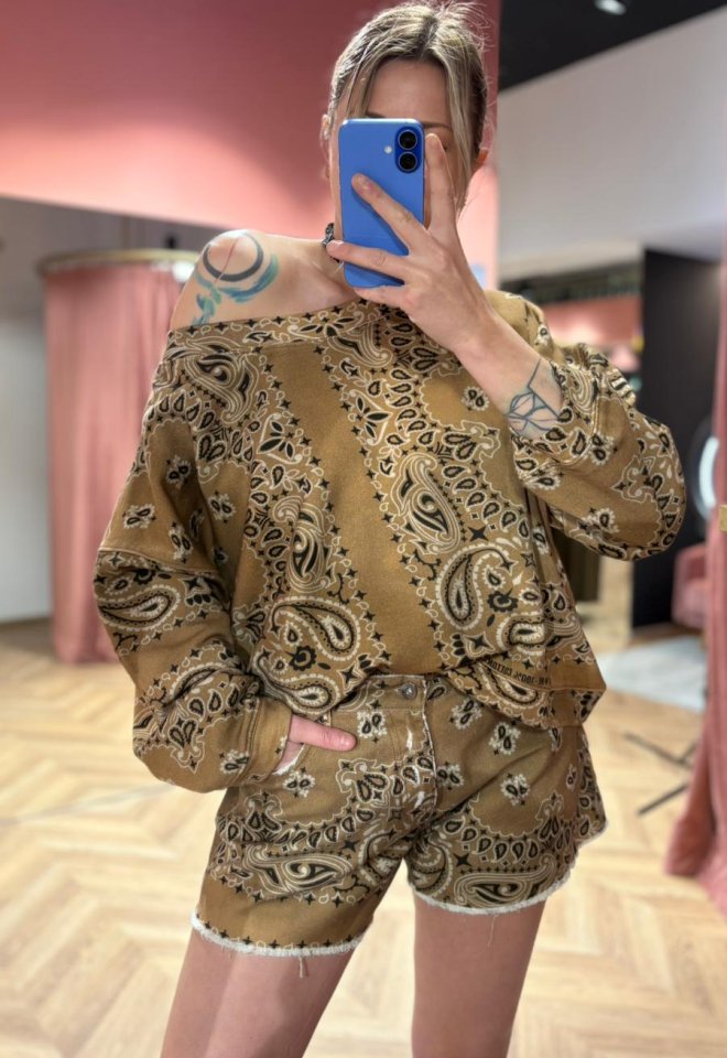 Felpa Oversize Bandana Desert in Cotone – Scollo Tondo -  taglia unica