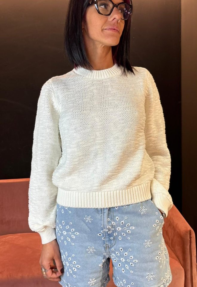 Maglione girocollo in cotone panna – Nümph -  S