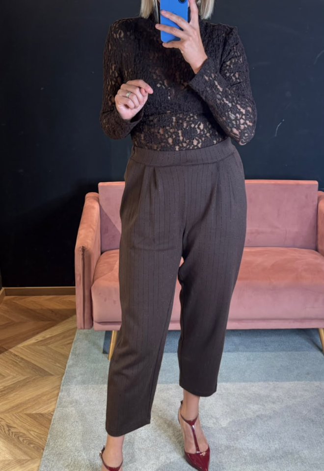 Pantalone Pandora gessato Marrone – Luce Studio -  S