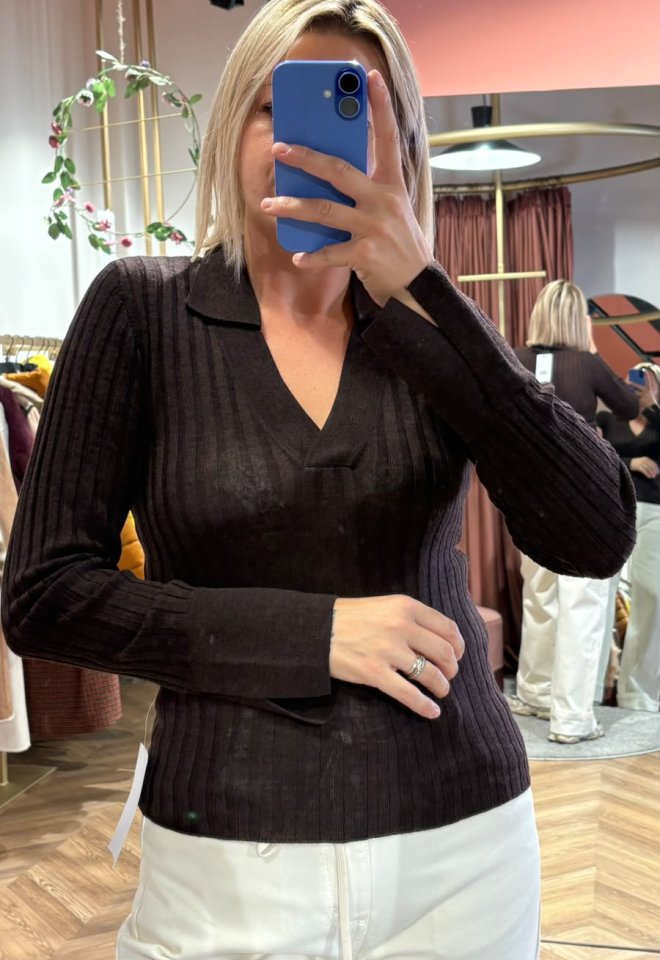 Maglia Polo a Coste in Pura Lana Merino – Twist & Tango -  S