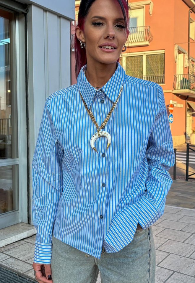 Camicia a righe azzurre Numph  -  S