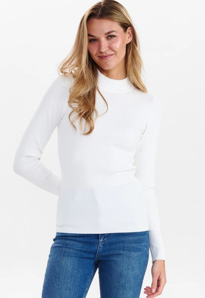 Pullover Bianco a Costine - Bianco -  S